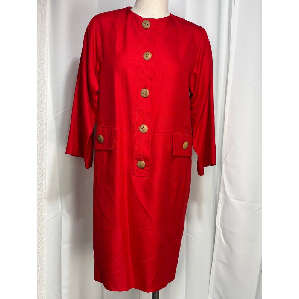 Vintqge Oscar De La Renta Button Down Coat Dress Made in USA